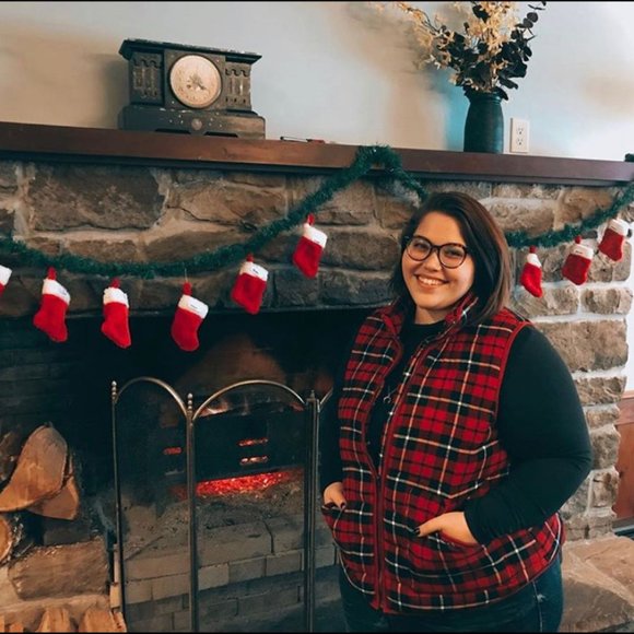 Ava & Viv Red and Black Plaid Flannel Vest Plus Size 2X - Picture 2 of 2